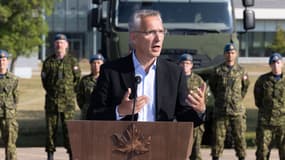 Jens Stoltenberg, le secrétaire général de l'Otan, lors d'un discours au Canada