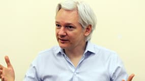 Julian Assange fondateur de Wikileaks, le 14 juin 2014 à l'ambassade de l'Equateur.