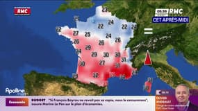 Météo: deux salles, deux ambiances avec des nuages au Nord et du soleil au Sud, et des températures comprises entre 19°C et 35°C 