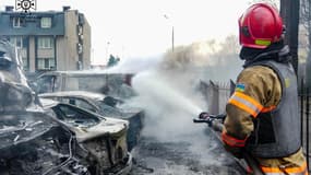 Pompier ukrainien le 9 mars 2023. 