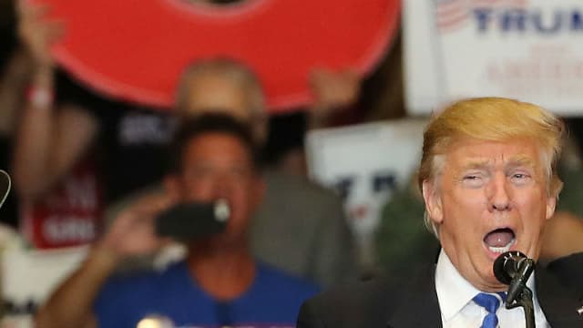 Le candidat républicain Donald Trump lors d'un meeting à Waukesha, dans le Wisconsin, le 28 septembre 2016
