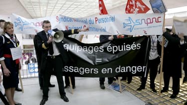 A l'aéroport Roissy-CDG en 2013, lors d'une grève des pilotes et membres d'équipage.