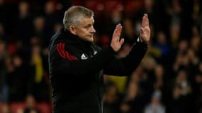 L'entraîneur norvégien de Manchester United, Ole Gunnar Solskjaer, après la défaite de son équipe, battue 4-1 sur la pelouse de Watford, pour la 12e journée de Premier League, le 20 novembre 2021 au Vicarage Road Stadium 