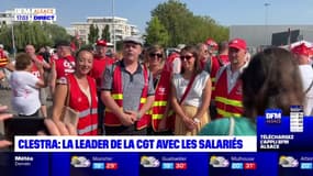 Grève à Clestra: la secrétaire générale de la CGT Sophie Binet aux côtés des salariés