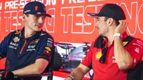 Max Verstappen (Red Bull) et Charles Leclerc (Ferrari), à Bahreïn le 25 février 2023