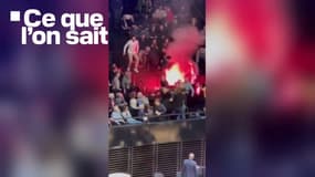 Capture d'une vidéo montrant les affrontements qui ont éclaté lors du concert de l'orchestre philharmonique d'Israël, au Philharmonie de Paris, le 6 novembre 2025. 