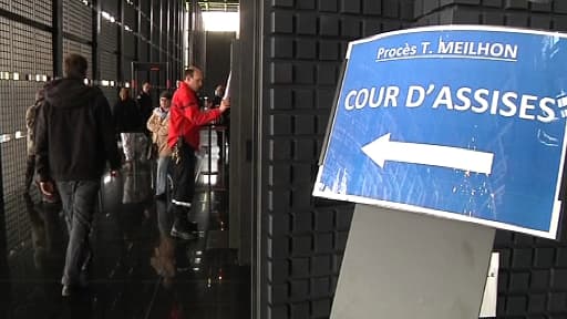 L'entrée de la salle d'audience où se tient le procès Tony Meilhon, vendredi dernier à Nantes.