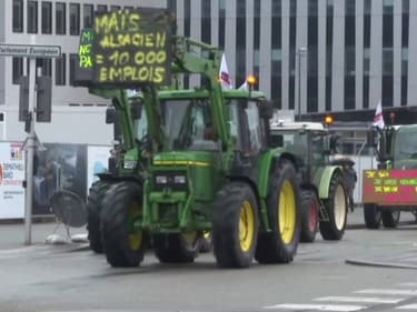 Une centaine de tracteurs défilent devant le Parlement européen à Strasbourg contre la nouvelle PAC