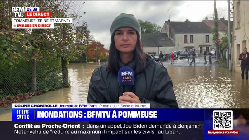 Inondations à Pommeuse (Seine-et-Marne): le Grand Morin monte à une vitesse fulgurante