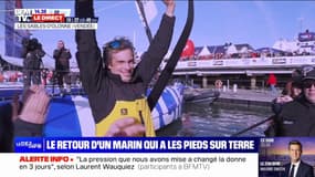 Vendée Globe: Charlie Dalin pose le pied aux Sables d'Olonne après sa victoire 
