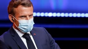 Le président français Emmanuel Macron à l'université de Vilnius, le 29 septembre 2020 en Lituanie