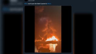 Un bateau en feu dans le port de Saint-Laurent-du-Var mercredi 1er mai 2024.