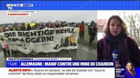 Des militants écologistes manifestent en Allemagne, à Lüzerath contre l'extension d'une mine de charbon