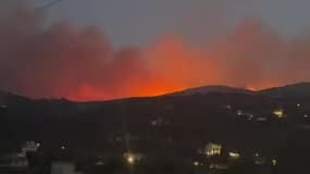 Vue de l'incendie en cours sur l'île de Corfou, en Grèce, le 24 juillet 2023.