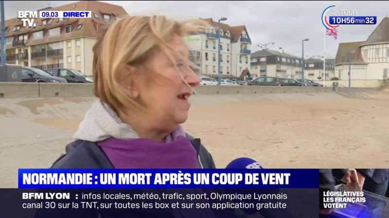Une habitante de Villers-sur-Mer témoigne sur BFMTV après le coup de vent qui a fait un mort et trois blessés en Normandie