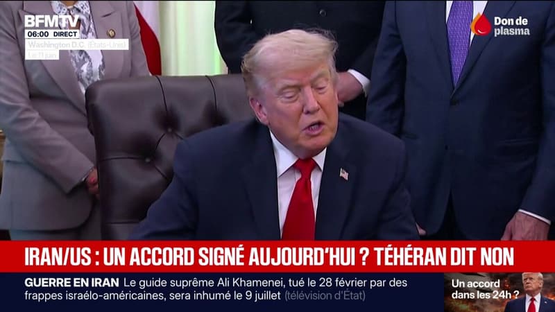 Donald Trump affirme que la signature d'un accord avec l'Iran est prévue pour ce dimanche, Téhéran assure qu'il n'est pas "finalisé"