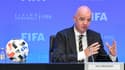 Le président de la FIFA Gianni Infantino, lors d'une conférence de presse, le 25 juin 2020 au siège de l'organisation à Zurich