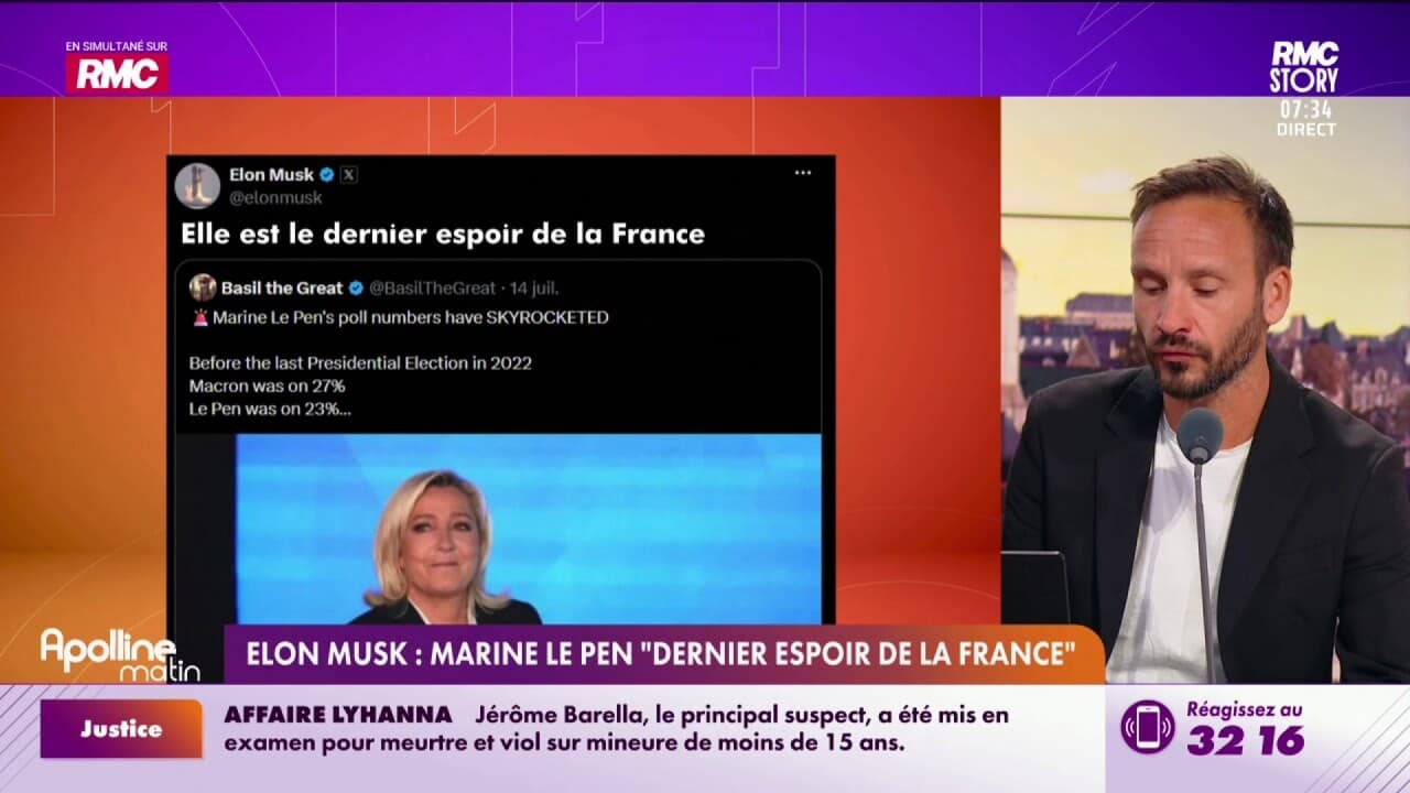 Elon Musk : Marine Le Pen "Dernier espoir de la France"