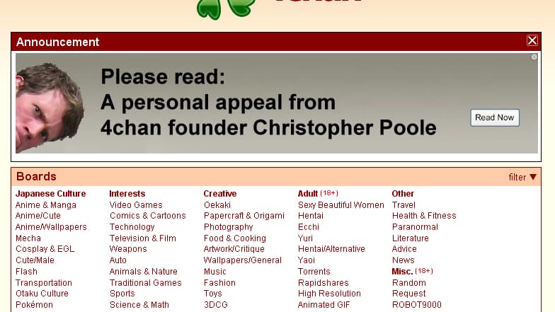 Le forum 4chan.