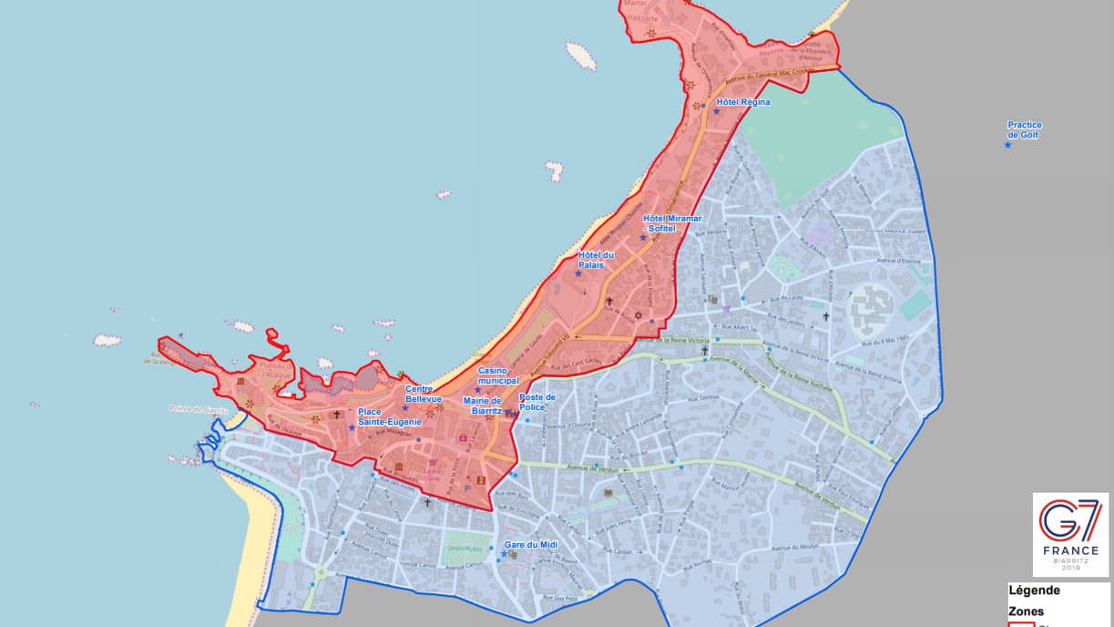 La zone rouge sera sous protection renforcée, la zone bleue sous protection simple.