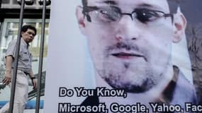 Une affiche à l'effigie d'Eward Snowden à Hong Kong.