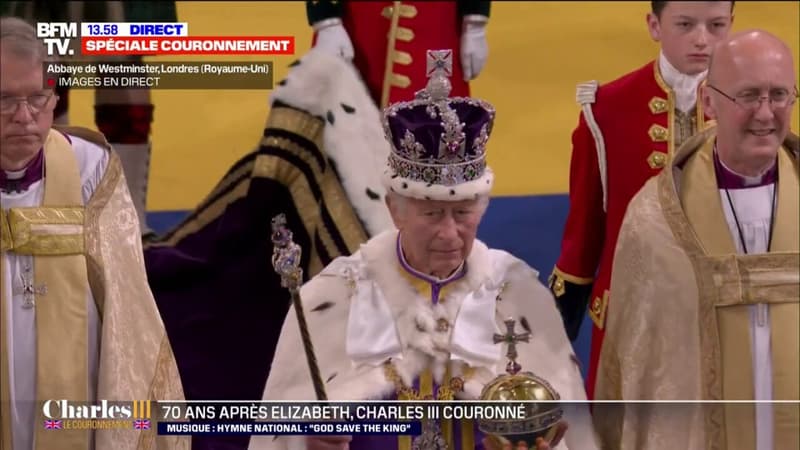 Le roi Charles III s'avance dans l'abbaye de Westminster accompagné par l'hymne 
