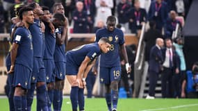 Les Bleus lors de la séance de tirs aux but perdue contre l'Argentine (3-3, 4-2 aux tab) en finale du Mondial