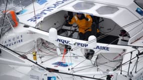 Armel Le Cléac'h sur son bateau, Banque Populaire 
