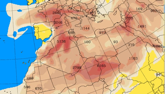 Quantités de sable prévues ce lundi 26 avril 2021 sur l’Ouest de l’Europe – SKIRON