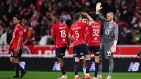 La joie des Lillois lors du derby du Nord face à Lens, le 30 mars 2025.