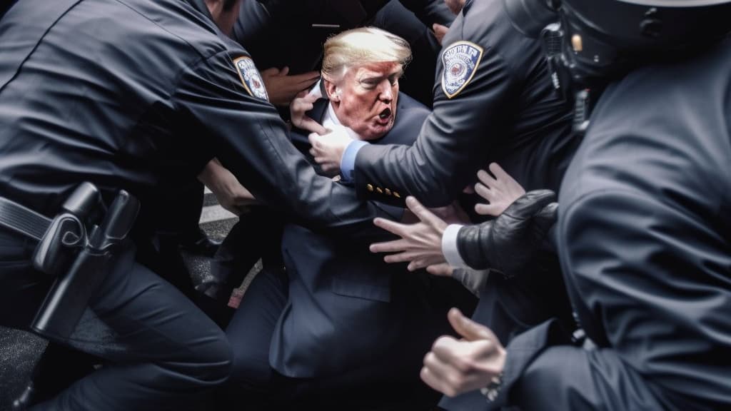 Une image générée par l'intelligence artificielle Midjourney censée montrer l'arrestation de Donald Trump