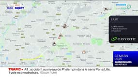 Phalempin: la voie de gauche de l'A1 neutralisée après un accident dans le sens Paris-Lille
