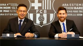 Josep Bartomeu et Lionel Messi