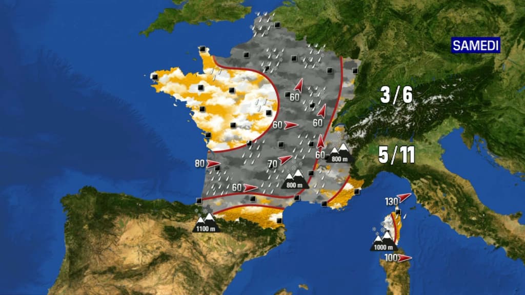 La météo en France samedi matin.