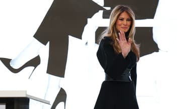 Melania Trump, en pleine promotion de son documentaire, "Melania, le Film", à la bourse de New York, le 28 janvier 2026.