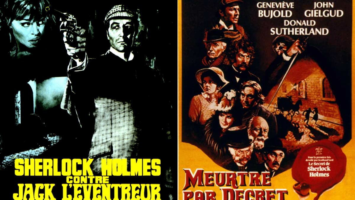 Deux affiches de films où Sherlock Holmes affronte Jack l'éventreur Deux affiches de films où Sherlock Holmes affronte Jack l'éventreur