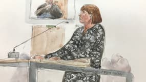 Un croquis de Gisèle Pelicot lors du procès des viols de Mazan à Avignon le 17 septembre 2024. 