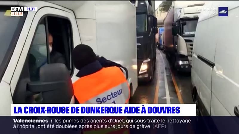 Douvres: la Croix-Rouge de Dunkerque distribue 1 000 repas aux routiers bloqués