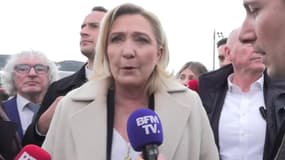 Marine Le Pen à Beaucroissant, en Isère, le 22 avril 2023