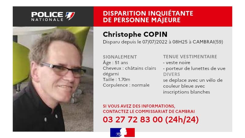 L'homme de 51 ans n'a pas été vu depuis le 7 juillet dernier.
