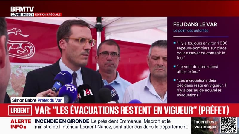 Incendie dans le Var: "Les évacuations restent en vigueur", annonce le préfet