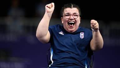 Aurélie Aubert lors de la finale de boccia BC1, le 2 septembre 2024.