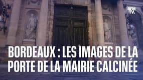 Bordeaux: les images de la porte de la mairie calcinée au lendemain des manifestations