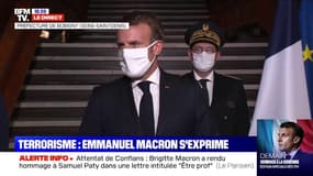 Emmanuel Macron: "Dès demain en conseil des ministres, nous aurons à dissoudre le groupement de fait Cheikh Yassine, directement impliqué dans l'attentat"