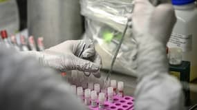 Une technicienne en laboratoire étudie le génome du Covid-19 et de ses variants à l'Institut Pasteur, le 21 janvier 2021 à Paris