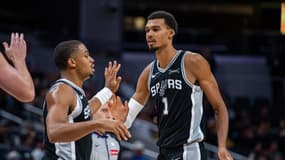 Victor Wembanyama lors du match de pré-saison entre Indiana et San Antonio, le 13 octobre 2025