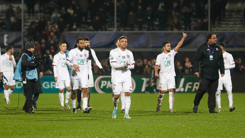 Les joueurs de l'OL après le 32e de finale de Coupe de France contre Bourg-en-Bresse Péronnas, le 4 janvier 2020