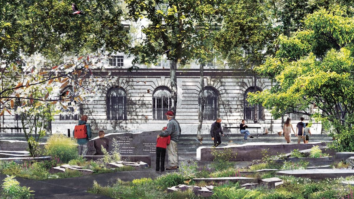 Un photo-montage de ce à quoi ressemblera le jardin mémoriel pour les victimes des attentats du 13-Novembre 2015, qui ouvrira en 2025. Un photo-montage de ce à quoi ressemblera le jardin mémoriel pour les victimes des attentats du 13-Novembre 2015, qui ouvrira en 2025.