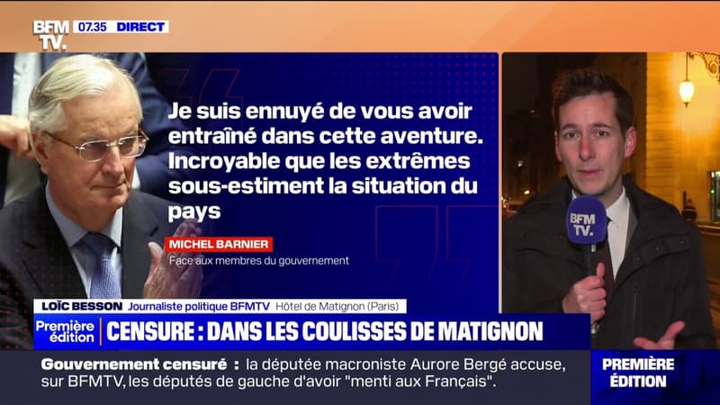 Je suis ennuyé de vous avoir entraînés dans cette aventure: les mots de Michel Barnier à ses ministres