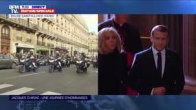 Hommage à Jacques Chirac: Emmanuel et Brigitte Macron font leur entrée en l'église Saint-Sulpice